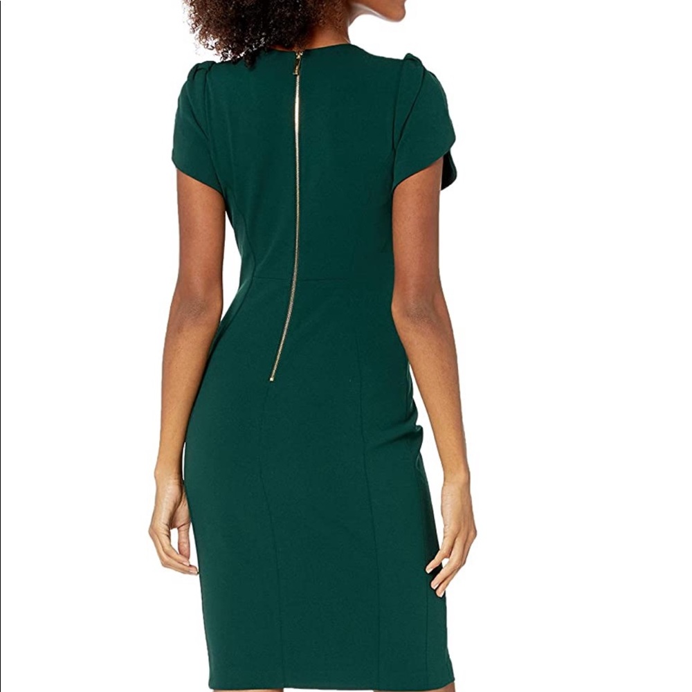 Tulip Sleeve Scuba Crepe Suede Sheath Dress